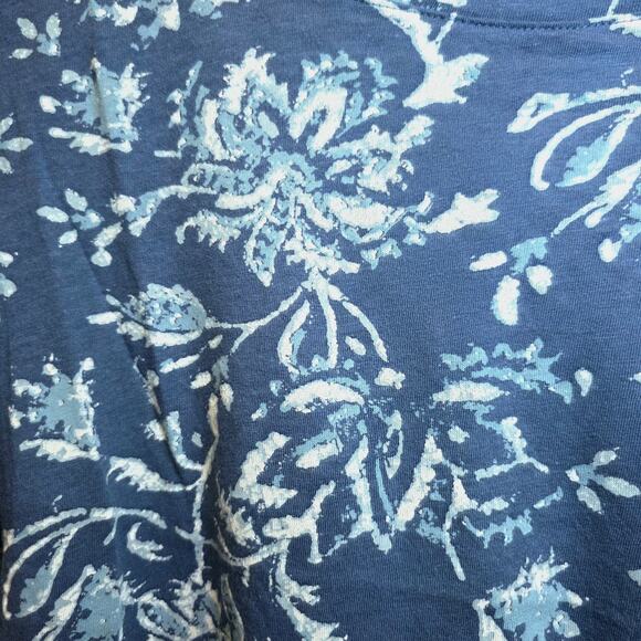 Lucky Brand Flutter Sleeve Floral Tee Womens Sz XL Blue Short Sleeve Scoop Neck - Picture 10 of 15